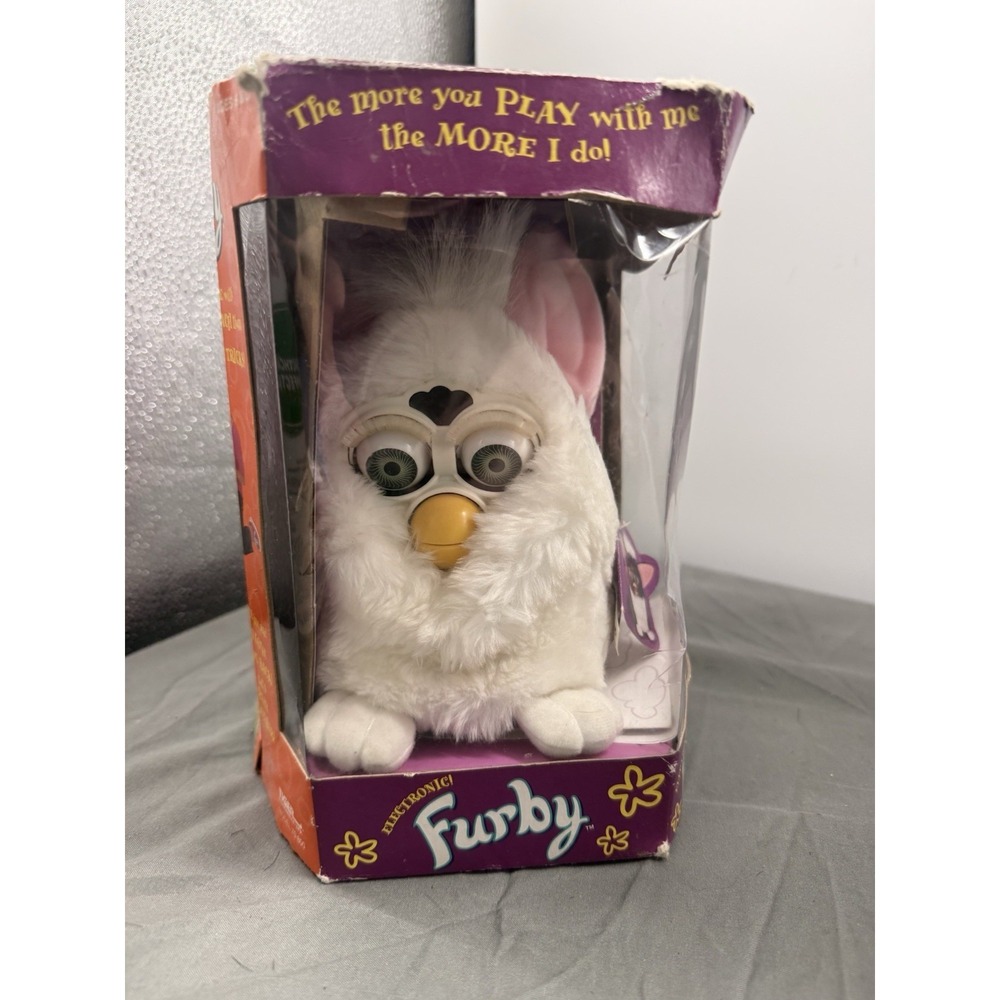 Furby Original New Open Box White Tiger Electronics Toy Rare Vintage Box Damaged